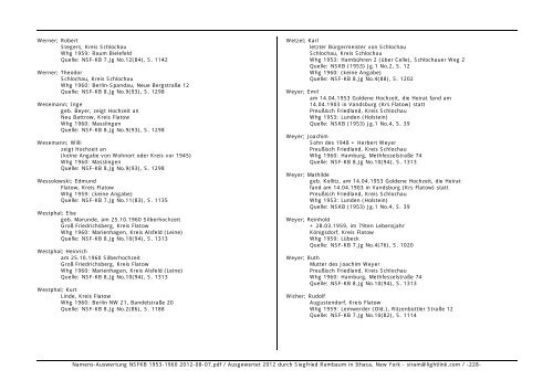 Namens-Auswertung NSFKB 1953-1960 2012-08 ... - Kreis Schlochau