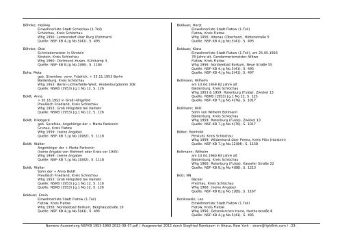 Namens-Auswertung NSFKB 1953-1960 2012-08 ... - Kreis Schlochau