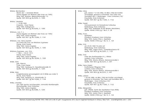 Namens-Auswertung NSFKB 1953-1960 2012-08 ... - Kreis Schlochau