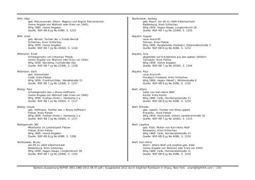 Namens-Auswertung NSFKB 1953-1960 2012-08 ... - Kreis Schlochau