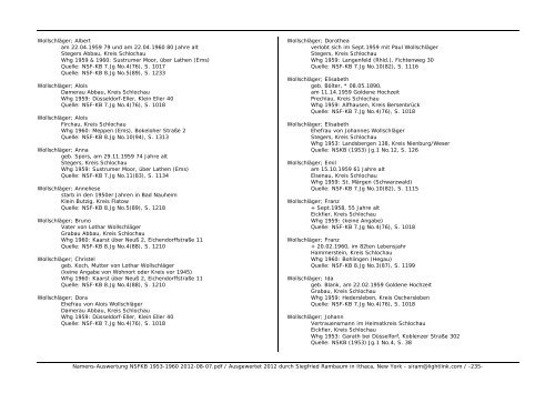 Namens-Auswertung NSFKB 1953-1960 2012-08 ... - Kreis Schlochau