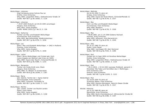 Namens-Auswertung NSFKB 1953-1960 2012-08 ... - Kreis Schlochau