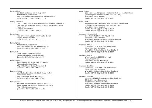 Namens-Auswertung NSFKB 1953-1960 2012-08 ... - Kreis Schlochau