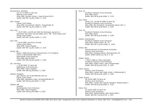 Namens-Auswertung NSFKB 1953-1960 2012-08 ... - Kreis Schlochau