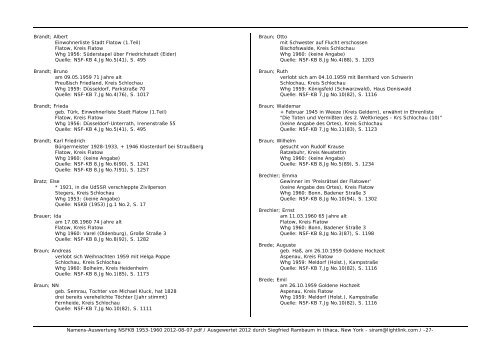 Namens-Auswertung NSFKB 1953-1960 2012-08 ... - Kreis Schlochau