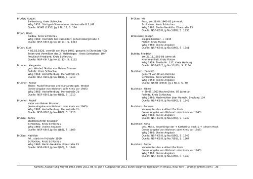 Namens-Auswertung NSFKB 1953-1960 2012-08 ... - Kreis Schlochau