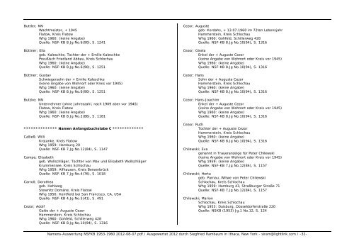 Namens-Auswertung NSFKB 1953-1960 2012-08 ... - Kreis Schlochau