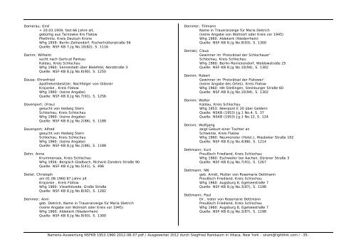 Namens-Auswertung NSFKB 1953-1960 2012-08 ... - Kreis Schlochau