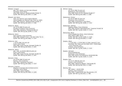 Namens-Auswertung NSFKB 1953-1960 2012-08 ... - Kreis Schlochau