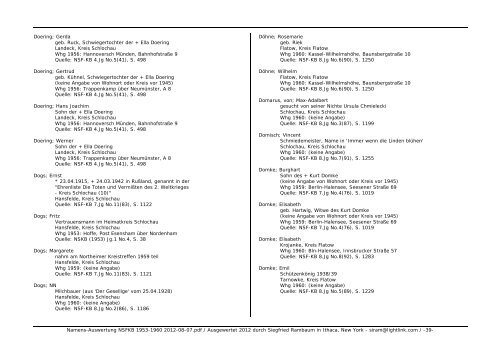 Namens-Auswertung NSFKB 1953-1960 2012-08 ... - Kreis Schlochau