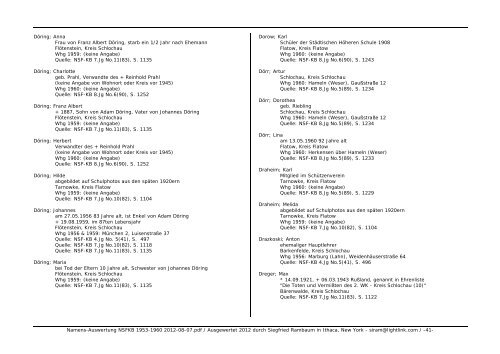 Namens-Auswertung NSFKB 1953-1960 2012-08 ... - Kreis Schlochau