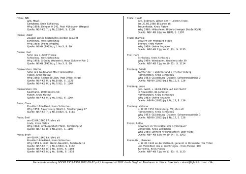 Namens-Auswertung NSFKB 1953-1960 2012-08 ... - Kreis Schlochau