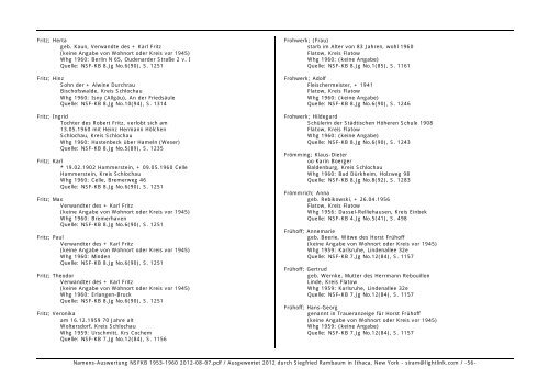 Namens-Auswertung NSFKB 1953-1960 2012-08 ... - Kreis Schlochau