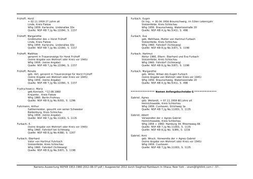 Namens-Auswertung NSFKB 1953-1960 2012-08 ... - Kreis Schlochau