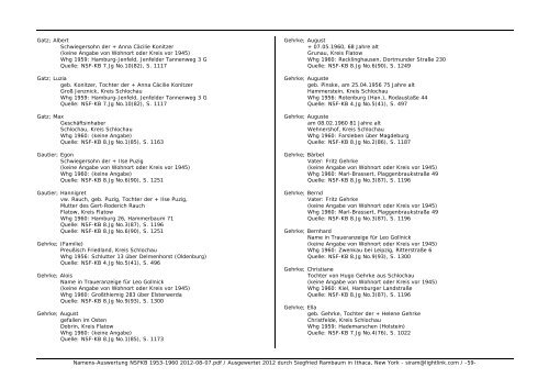 Namens-Auswertung NSFKB 1953-1960 2012-08 ... - Kreis Schlochau