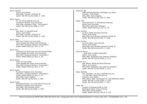 Namens-Auswertung NSFKB 1953-1960 2012-08 ... - Kreis Schlochau