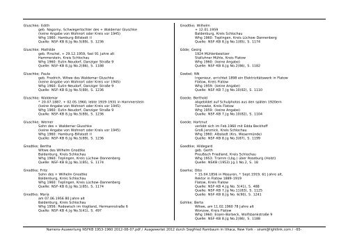 Namens-Auswertung NSFKB 1953-1960 2012-08 ... - Kreis Schlochau