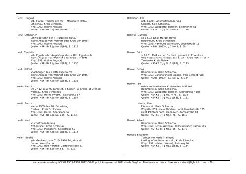 Namens-Auswertung NSFKB 1953-1960 2012-08 ... - Kreis Schlochau