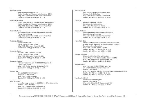 Namens-Auswertung NSFKB 1953-1960 2012-08 ... - Kreis Schlochau