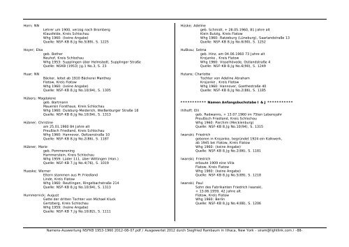 Namens-Auswertung NSFKB 1953-1960 2012-08 ... - Kreis Schlochau