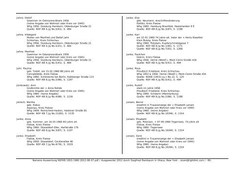 Namens-Auswertung NSFKB 1953-1960 2012-08 ... - Kreis Schlochau