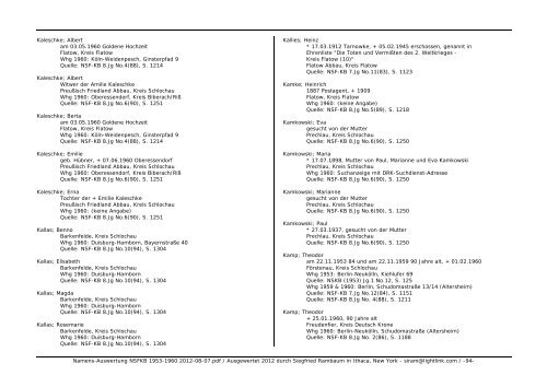 Namens-Auswertung NSFKB 1953-1960 2012-08 ... - Kreis Schlochau