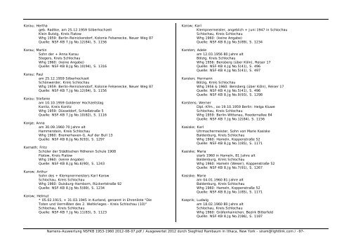 Namens-Auswertung NSFKB 1953-1960 2012-08 ... - Kreis Schlochau