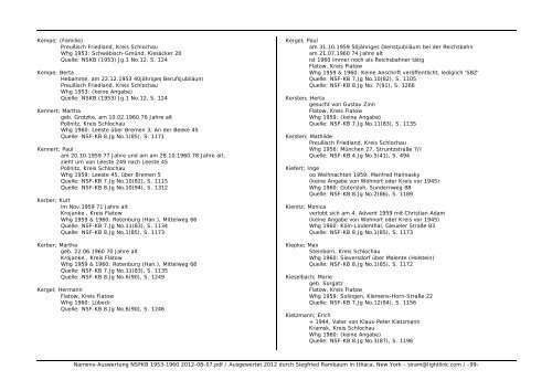 Namens-Auswertung NSFKB 1953-1960 2012-08 ... - Kreis Schlochau