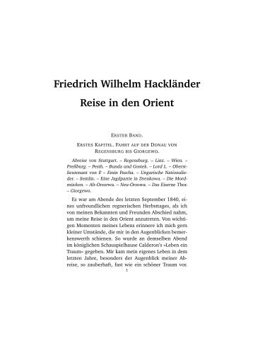 Friedrich Wilhelm Hackländer Reise in den Orient