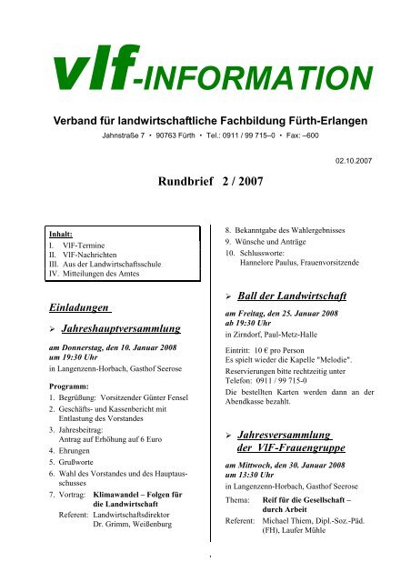 vlf-INFORMATION - Amt für Ernährung, Landwirtschaft und Forsten ...