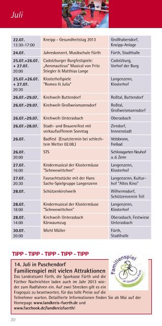 Veranstaltungs- Kalender 2013 - Landkreis-Fürth