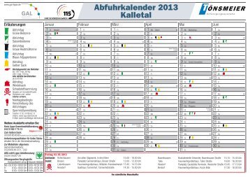 Abfuhrkalender 2013 Kalletal