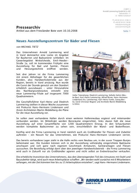Artikel lesen bei der Arnold Lammering GmbH & Co. KG