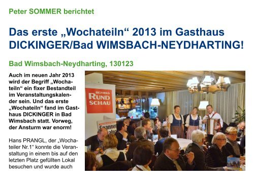 Das erste „Wochateiln“ 2013 im Gasthaus DICKINGER/Bad ...