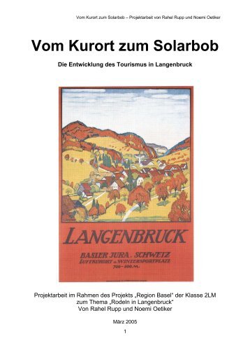 Die Entwicklung des Tourismus in Langenbruck