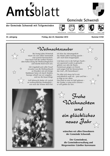 Frohe Weihnachten Und Ein Gluckliches Neues Jahr Schwendi