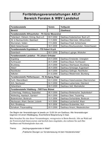 Fortbildungsveranstaltungen AELF Bereich Forsten & WBV Landshut