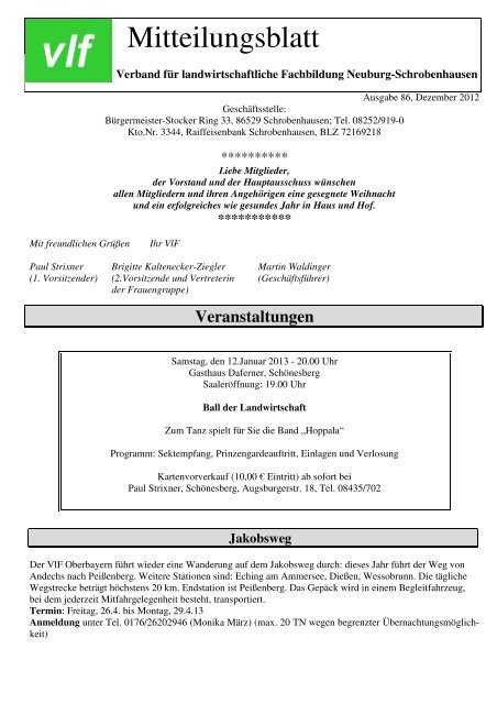 vlf Neuburg - Schrobenhausen - Mitteilungsblatt Dezember 2012