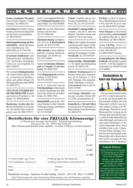 Ausgabe vom Februar 2013 - Wendelstein Anzeiger