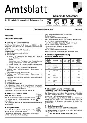 Ausgabe 6 vom 10.02.2012 - Schwendi