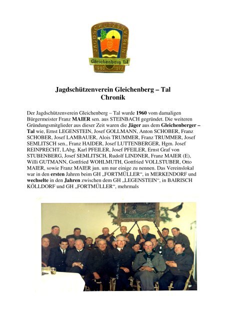 Jagdschützenverein Gleichenberg – Tal Chronik - RiSKommunal