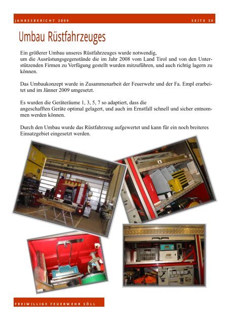 Freiwillige Feuerwehr Söll Jahresbericht 2009