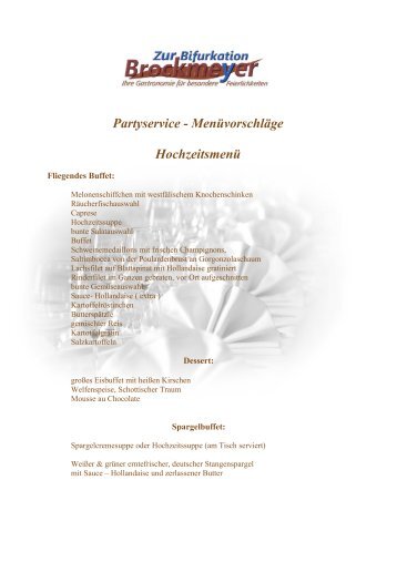 Menüvorschlag – Bayrisches Menü - Gasthaus Zur Bifurkation