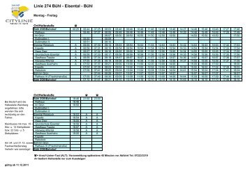 Linie 274 Bühl - Eisental - Bühl