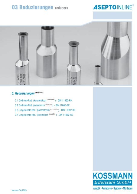 Reduzierungen - bei Kossmann Edelstahl