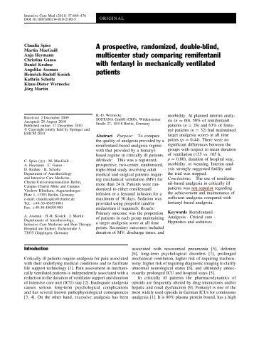 Remifentanil vs fentanyl in mechanically ventilated ... - Medic's Corner