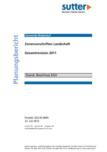 Gemeinde Niederdorf: Zonenplan Landschaft