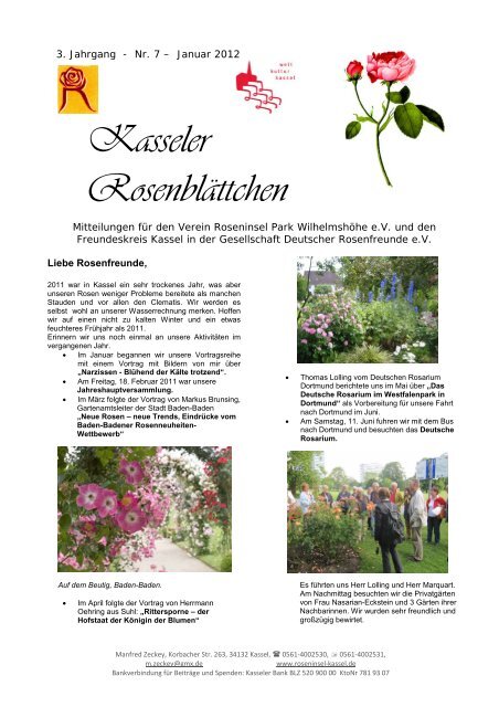 Kasseler Rosenblättchen - Verein Roseninsel Park Wilhelmshöhe eV