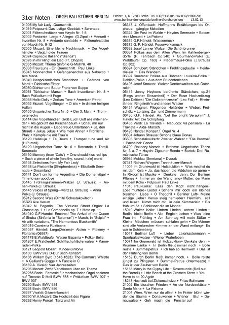 31er Musikrollen Orgelbau Stuber