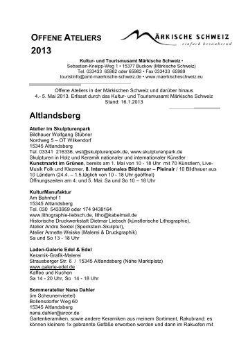 Altlandsberg - und Tourismusamt Märkische Schweiz
